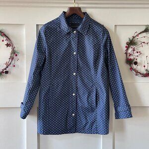 🌧️ CUTE Weatherproof Polka Dot Raincoat Jacket – Navy Blue & White ☔ Sz Large